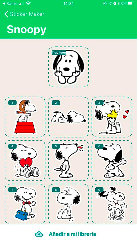 Stickers de Snoopy para WhatsApp - Godinez Gourmet