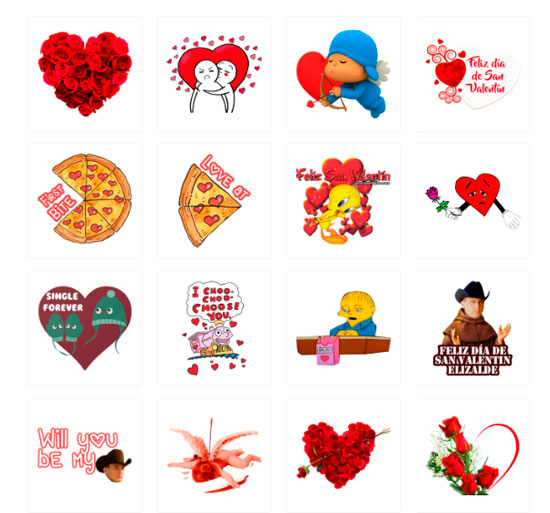 Stickers de San Valentín 2020 para WhatsApp - Godinez Gourmet