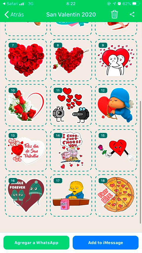 Stickers de San Valentín 2020 para WhatsApp - Godinez Gourmet